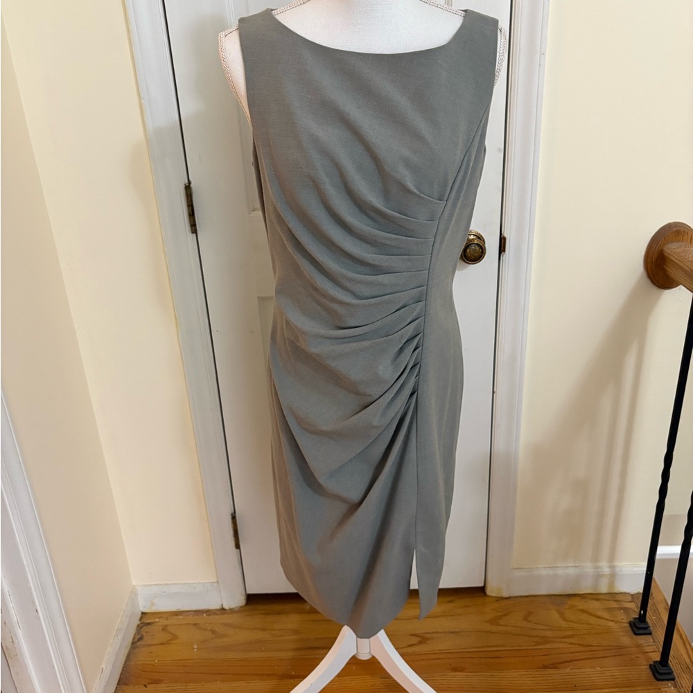 Calvin Klein Sleeveless Ruched Sheath Dress in Gray